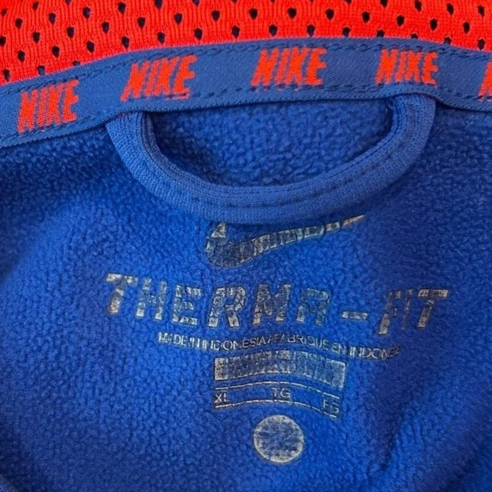 Nike Hoodie XL Men's Blue Orange Therma-FIT Pullover Swoosh Sweatshirt